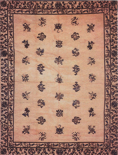 WN1132 - Antique Chinese Tan Rug, 7.5X9.5
